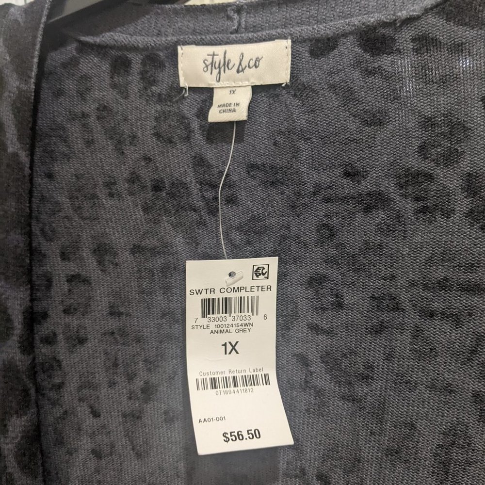 Style & Co Plus Size Animal Print Cardigan - 1X - Picture 4 of 11